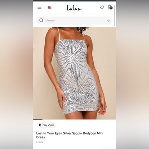 Lulu’s Lost In Your Eyes Silver Sequin Bodycon Mini Dress NWT
